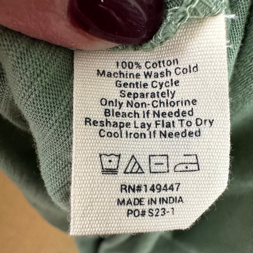 The Normal Brand Dress Slub Knit Tulip Sleeveless Rouching Fern Green L Beachy - Picture 11 of 12